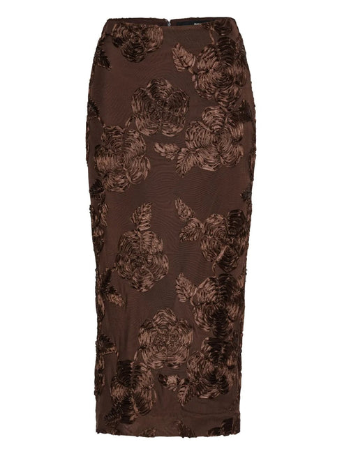 ROTATE FLOWER MESH PENCIL SKIRT